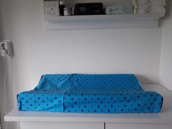 Aankleedkussenhoes van katoen blauw met ster - Afbeelding 4