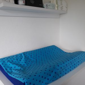 Aankleedkussenhoes van katoen blauw met ster