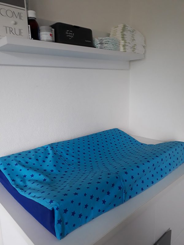 Aankleedkussenhoes van katoen blauw met ster