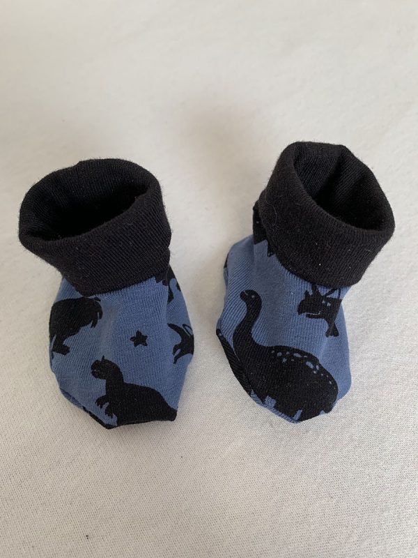 Babyslofjes zwart dino blauw - Afbeelding 4