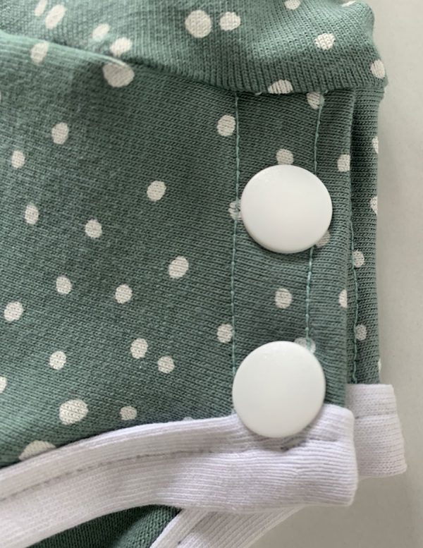 Jurkje met korte mouwen oudgroen met witte stippen - Afbeelding 3