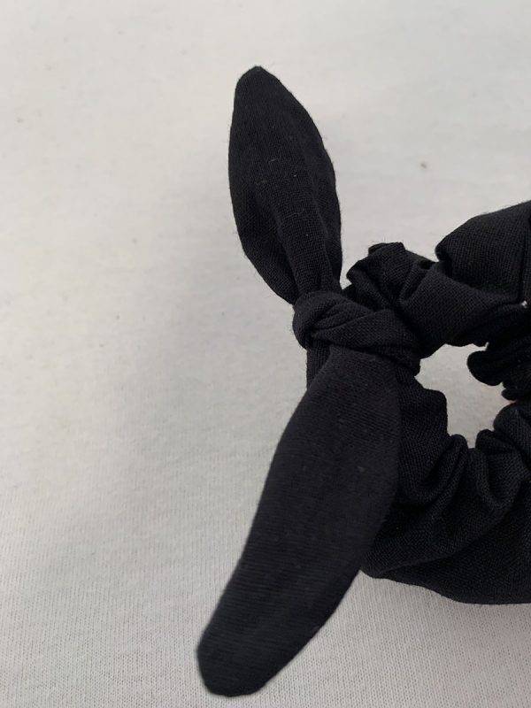 Scrunchy met strik uni zwart - Afbeelding 2