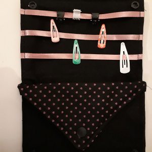 Haaraccessoires opbergetui zwart met roze