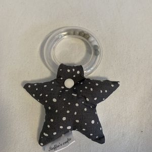 Rammelaar bijtring ster grijs wit stippel
