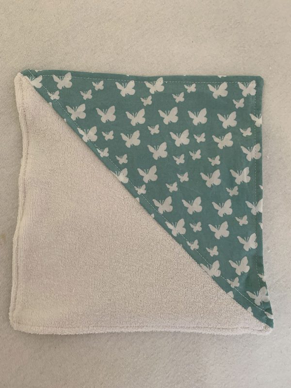 Knisperdoekje blauw wit met vlinder - Afbeelding 3