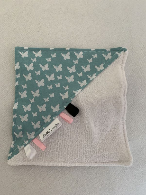 Knisperdoekje blauw wit met vlinder