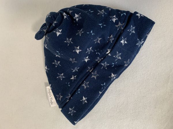Mutsje met dubbele knoop blauw met sterren - Afbeelding 3