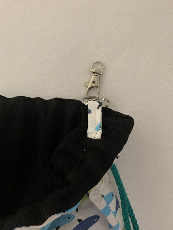 Tas met trektouwtjes zwart met visjes - Afbeelding 3