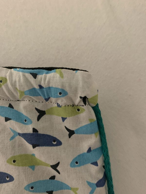 Tas met trektouwtjes zwart met visjes - Afbeelding 6