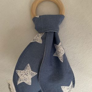 Bijtring konijnenoren blauw wit ster