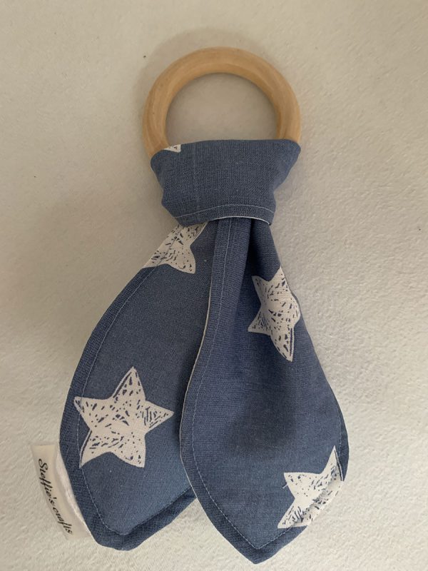 Bijtring konijnenoren blauw wit ster