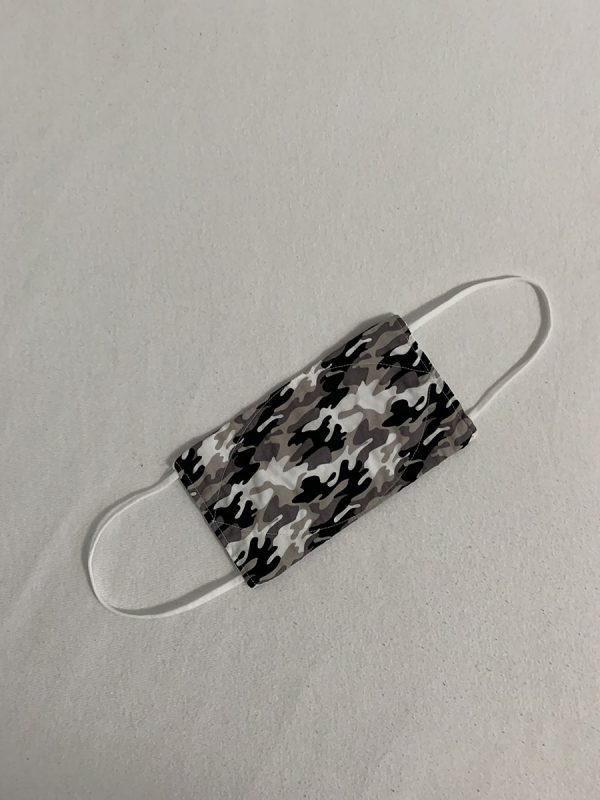 Mondkapje brildragers - camouflage zwart wit grijs