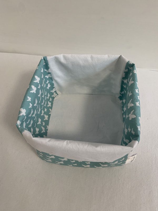 Opbergmand vierkant wit blauw vlinder - Afbeelding 2