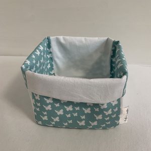 Opbergmand vierkant wit blauw vlinder