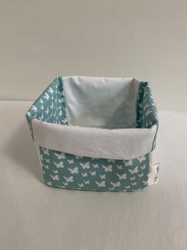 Opbergmand vierkant wit blauw vlinder