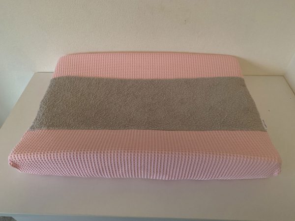 Aankleedkussenhoes 2 kleuren licht roze licht grijs - Afbeelding 2