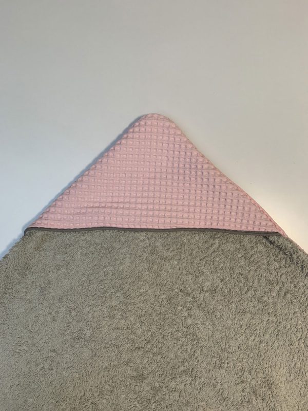 Badcape licht roze licht grijs - Afbeelding 2