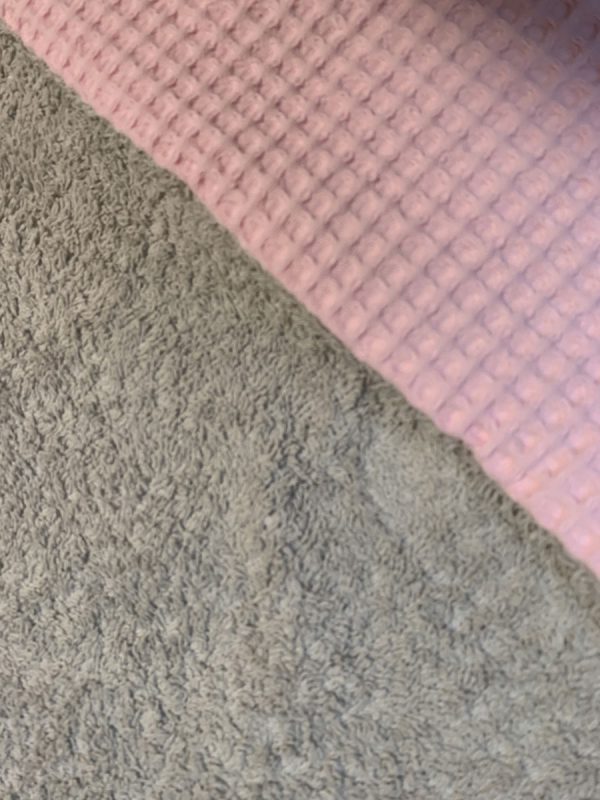 Badcape licht roze licht grijs - Afbeelding 3