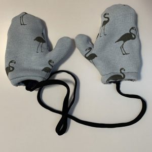 Winterwanten blauw flamingo