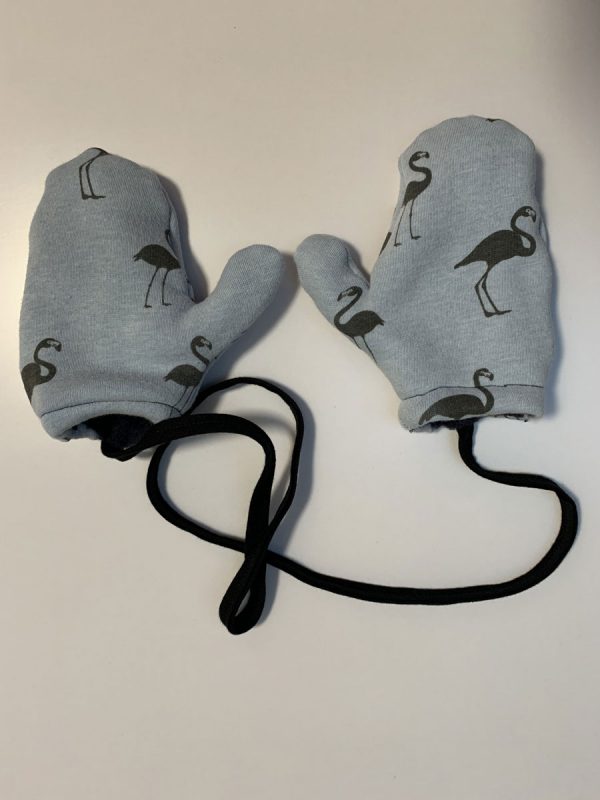 Winterwanten blauw flamingo
