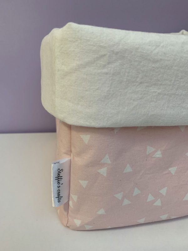 Opbergmand vierkant licht roze driehoek wit wit - Afbeelding 2