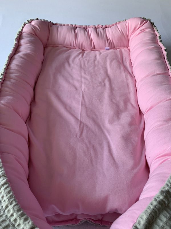 Babynestje omkeerbaar licht grijs licht roze - Afbeelding 2