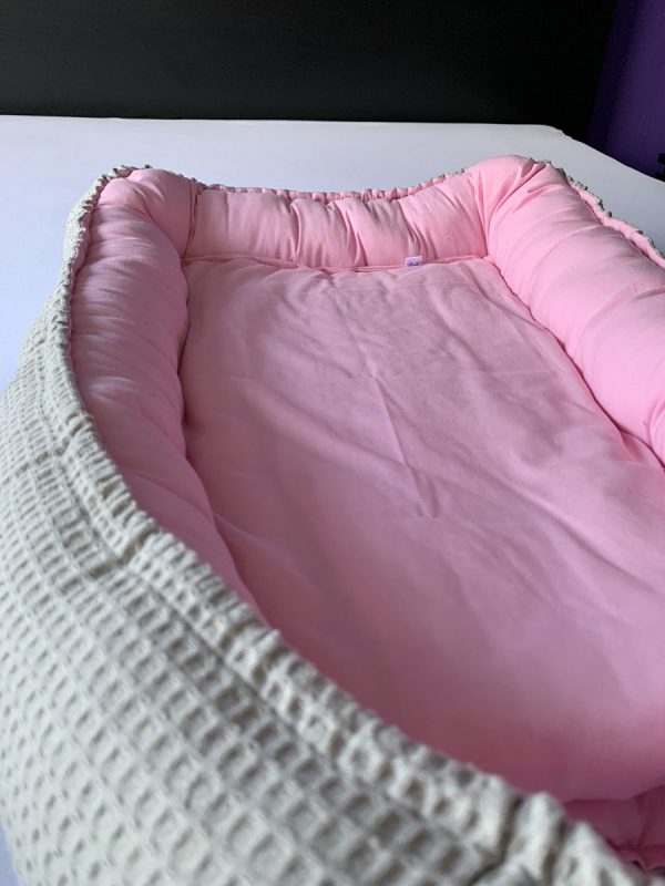 Babynestje omkeerbaar licht grijs licht roze - Afbeelding 3
