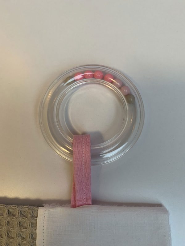 Knisperdoekje vierkantjes licht roze licht grijs wit - Afbeelding 3