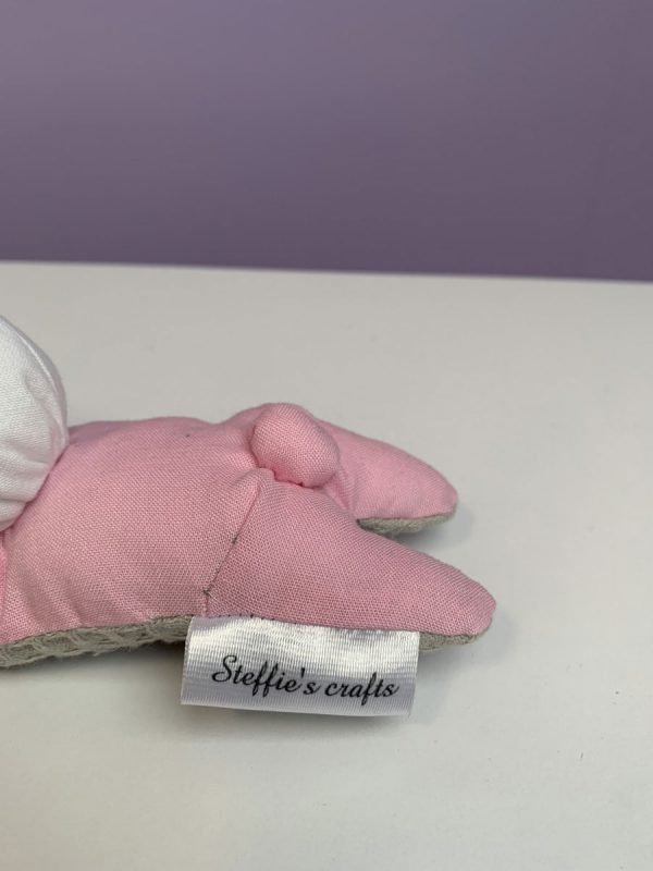Knuffelkonijn liggend licht roze licht grijs - Afbeelding 2