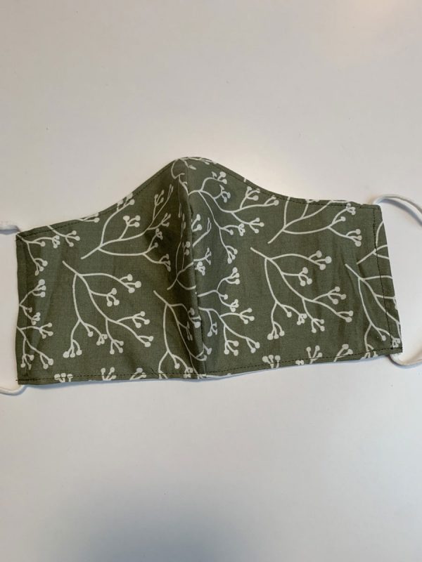 Mondkapje standaard- oud groen twijgjes - Afbeelding 2