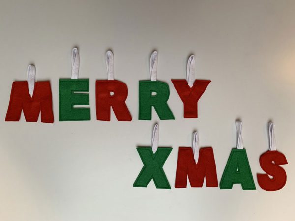 Losse letters Merry Xmas rood groen