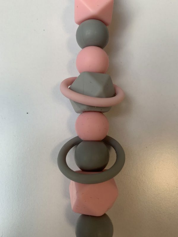 Speenkoord kralen - licht roze licht grijs - Afbeelding 2