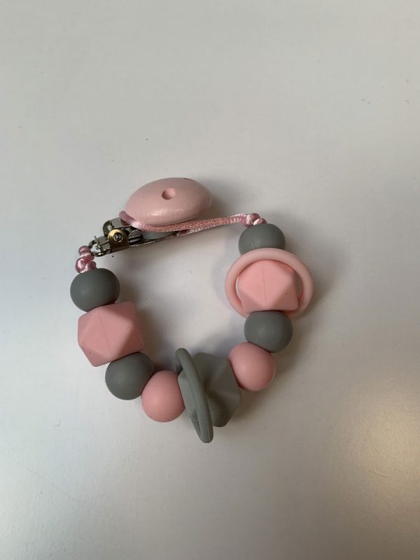Speenkoord kralen - licht roze licht grijs - Afbeelding 3
