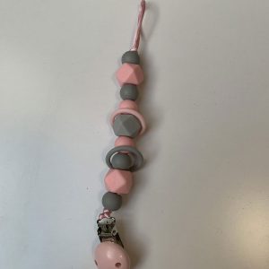 Speenkoord kralen - licht roze licht grijs