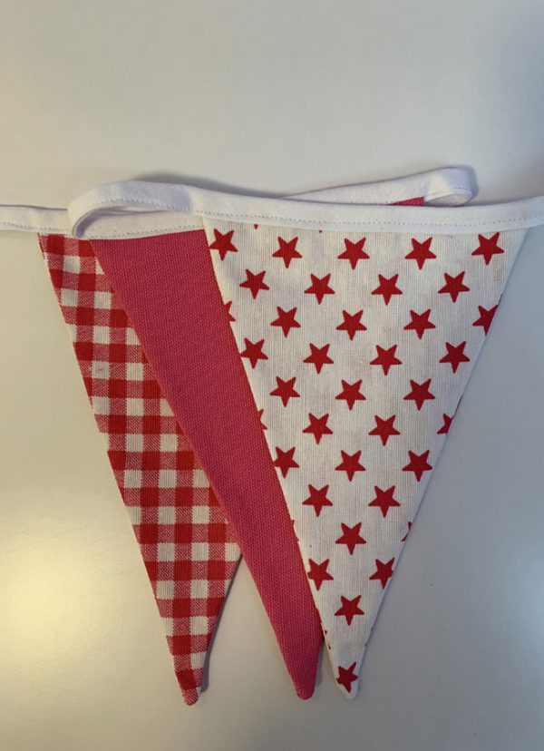 Vlaggenlijn punt ster, boerenbont en uni roze - Afbeelding 2