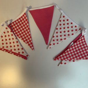 Vlaggenlijn punt ster, boerenbont en uni roze