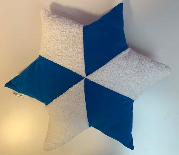 Kussen ster blauw wit