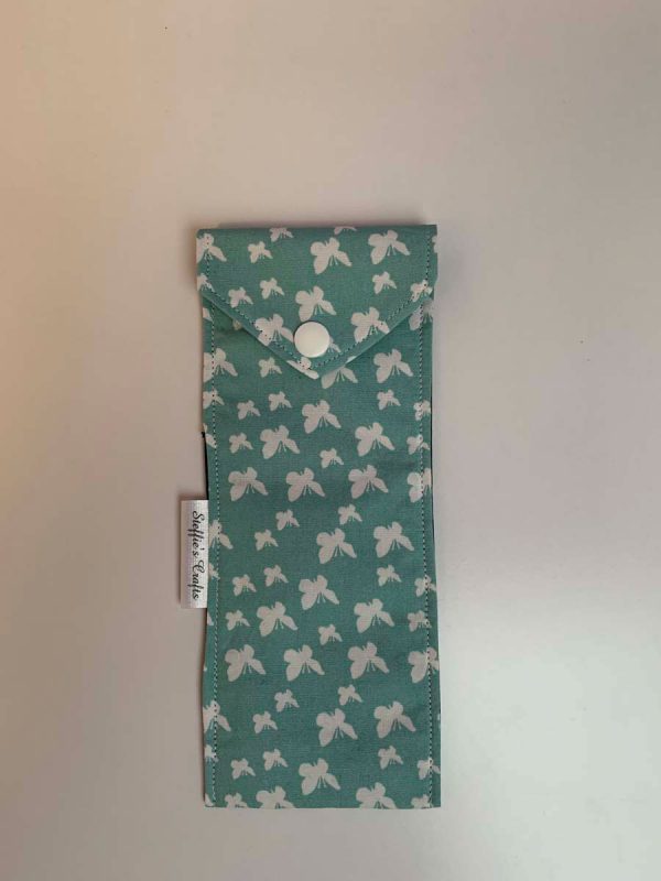 Tandenborstelzakje oud groen vlinders wit