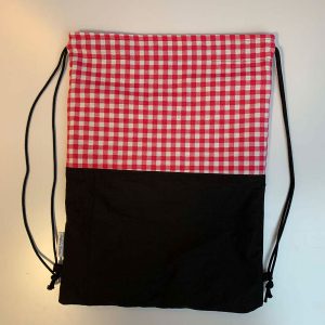 Tas met trektouwtjes zwart met boerenbont