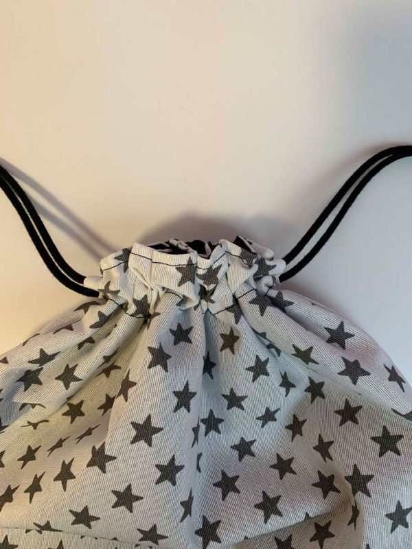 Tas met trektouwtjes zwart met ster - Afbeelding 2