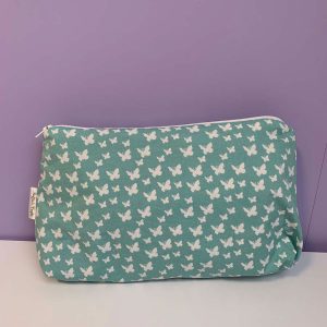 Toilettas oud groen vlinders wit