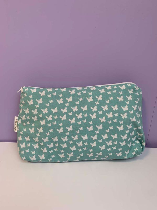 Toilettas oud groen vlinders wit
