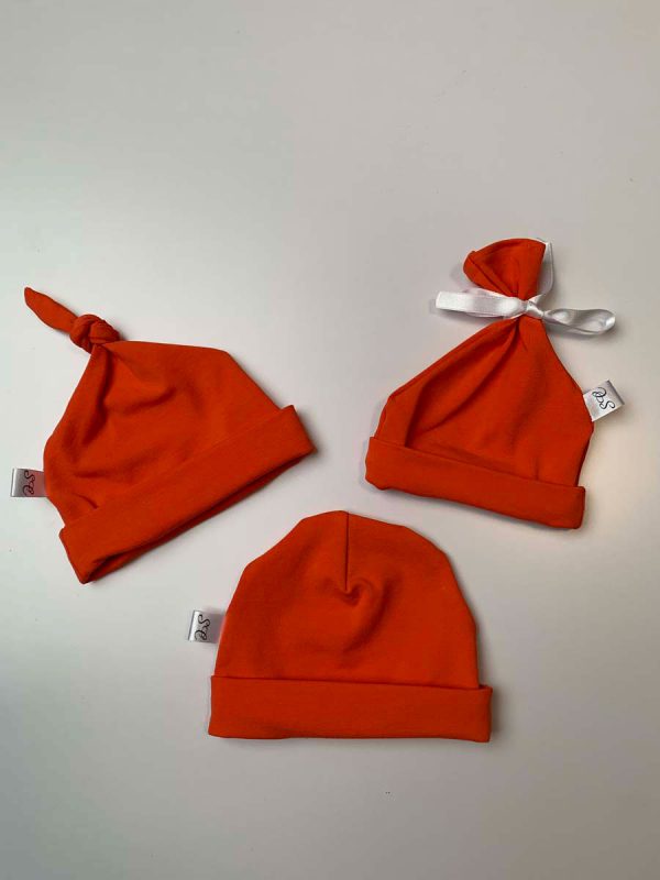 Nicu mutsje met knoop uni oranje - Afbeelding 3