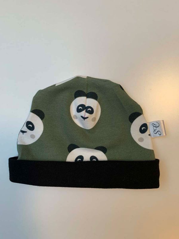 Muts zwart met panda oudgroen