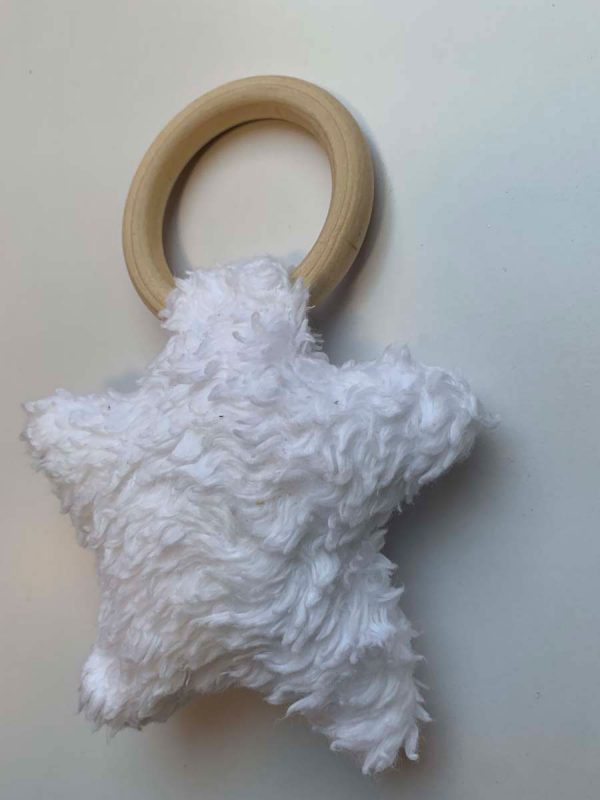 Rammelaar bijtring ster teddy wit - Afbeelding 2