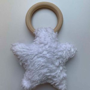 Rammelaar bijtring ster teddy wit