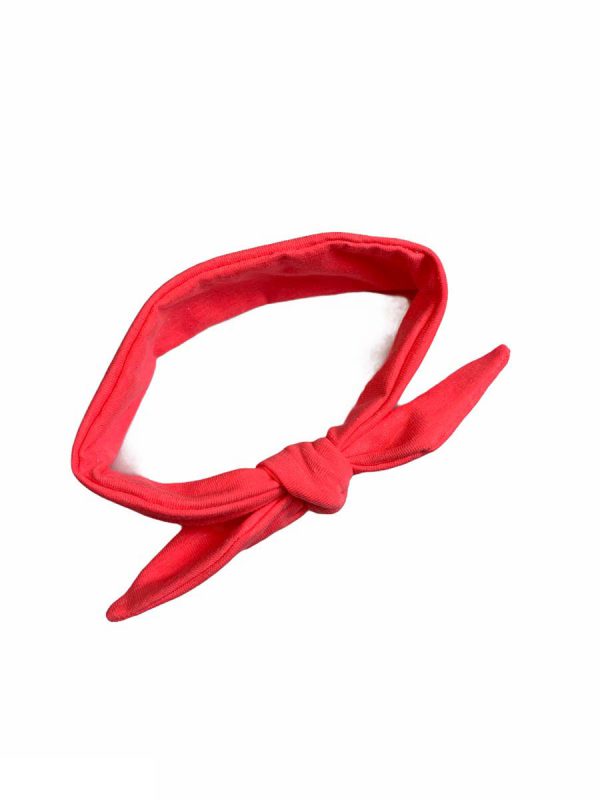 Knoophaarband met strik uni neon roze - Afbeelding 3