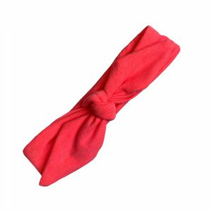 Knoophaarband met strik uni neon roze