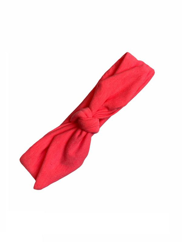 Knoophaarband met strik uni neon roze
