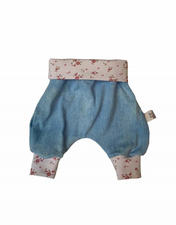 Nicu broekje uni jeans met bloemetjes
